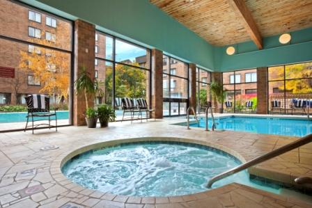 Indoor pool area looking out Indoor pool area looking out